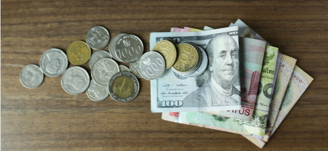 Money exchange rate Dollar Thai baht and Indonasin Rupiah